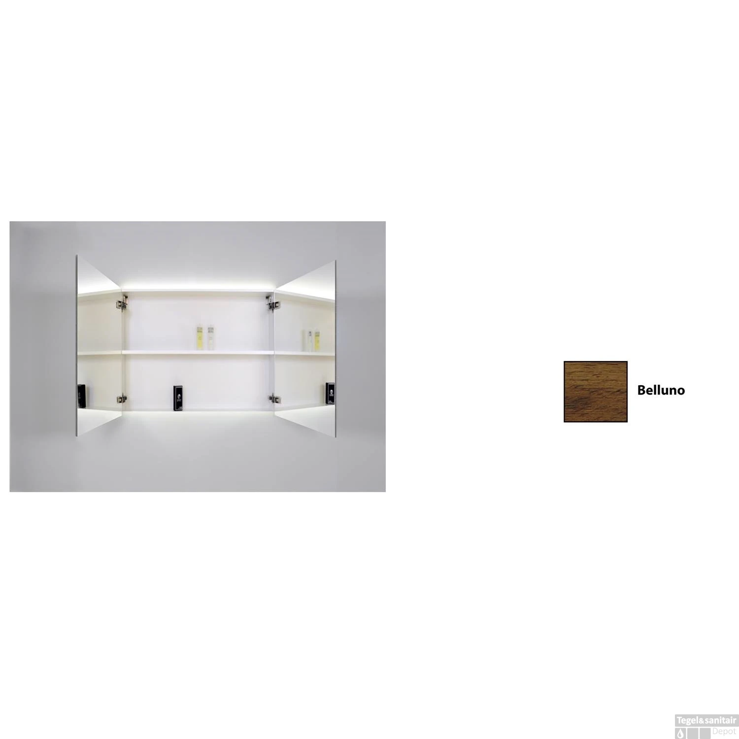 Spiegelkast Sanicare Qlassics Ambiance 100 Cm 2 Spiegeldeuren Belluno Eiken 2 Spiegelkast Sanicare Qlassics Ambiance 100 Cm 2 Spiegeldeuren Belluno Eiken - Afbeelding 2