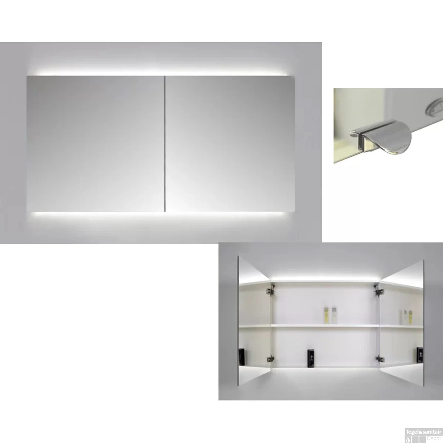 Spiegelkast Sanicare Qlassics Ambiance 120x60 Cm Met Dubbelzijdige Spiegeldeuren, LED Verlichting En Afstandsbediening Antraciet - Afbeelding 2