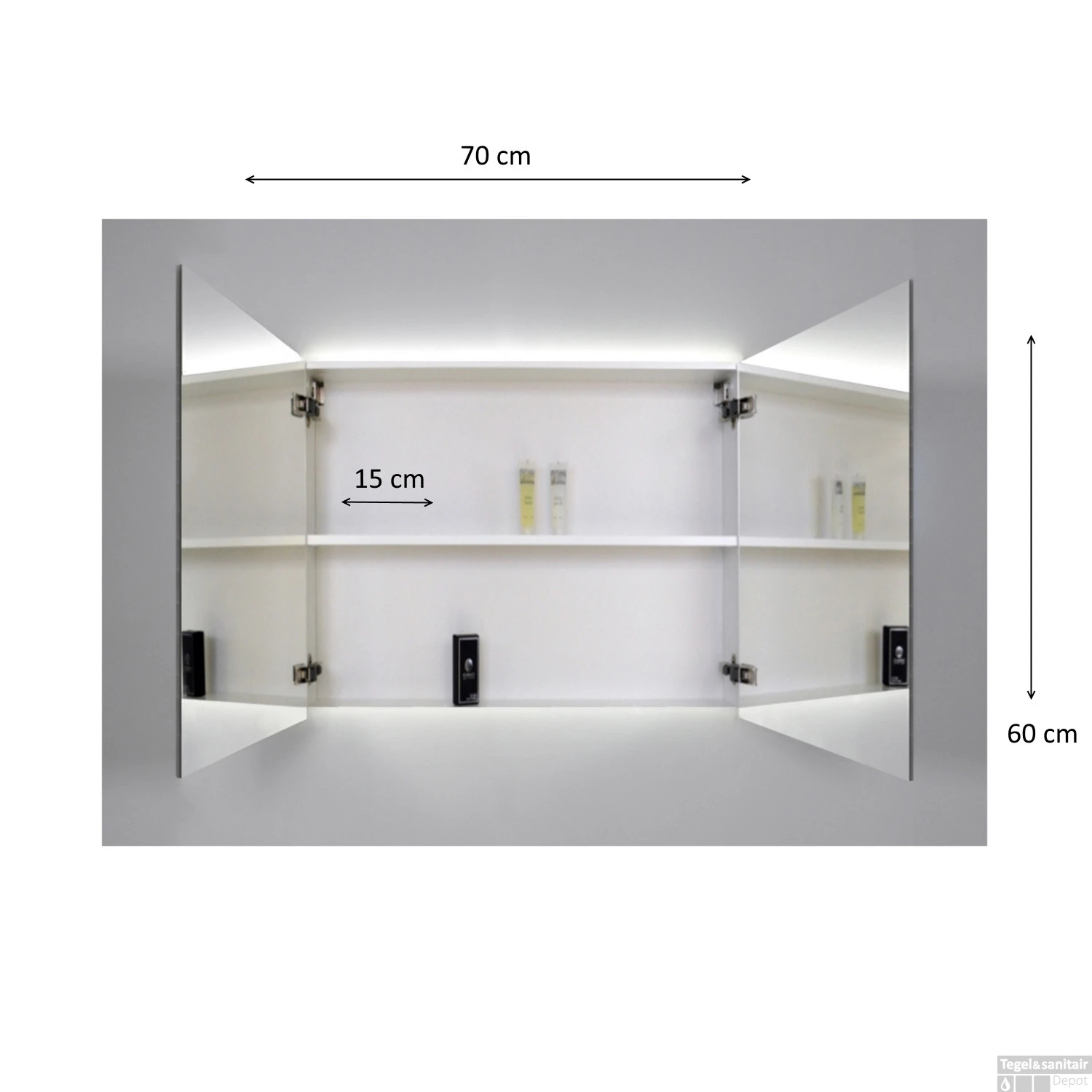 Spiegelkast Sanicare Qlassics Ambiance 70 Cm 2 Deuren Antraciet 8 Spiegelkast Sanicare Qlassics Ambiance 70 Cm 2 Deuren Antraciet - Afbeelding 8