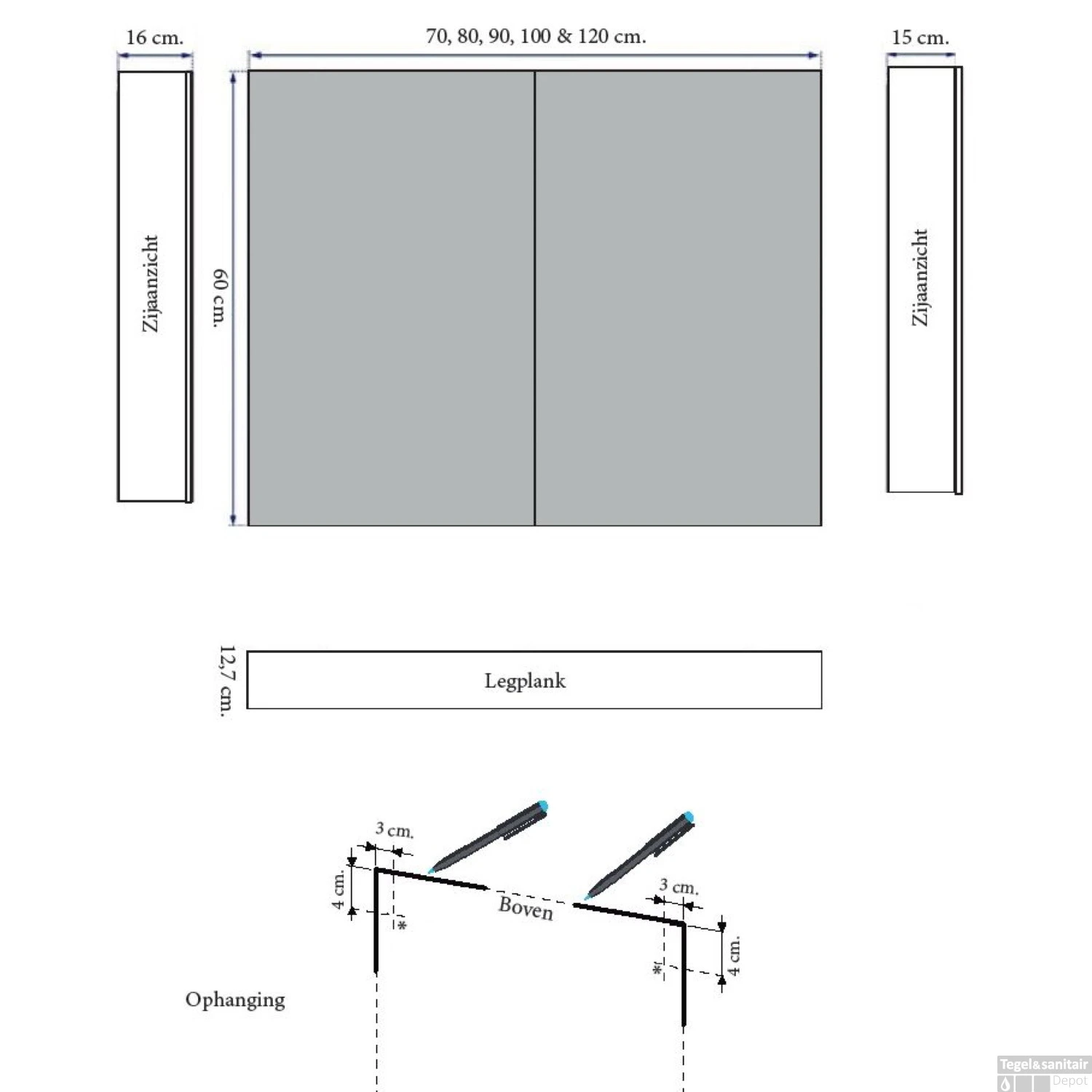 Spiegelkast Sanicare Qlassics Ambiance 70 Cm 2 Deuren Antraciet 7 Spiegelkast Sanicare Qlassics Ambiance 70 Cm 2 Deuren Antraciet - Afbeelding 7
