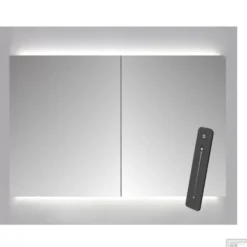 Spiegelkast Sanicare Qlassics Ambiance 70x60 Cm Met Dubbelzijdige Spiegeldeuren, LED Verlichting En Afstandsbediening Antraciet