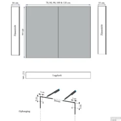 Spiegelkast Sanicare Qlassics Ambiance 90 Cm 2 Deuren Alu-Look -Baden Luxe Verkoop spiegelkast sanicare qlassics ambiance 90 cm 2 deuren alu look tech 1