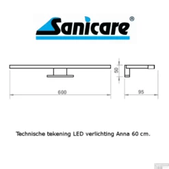 Spiegelverlichting Sanicare LED Anna 5 Watt 60 Cm Chroom -Baden Luxe Verkoop spiegelverlichting sanicare led anna 60 cm mat zwart tech
