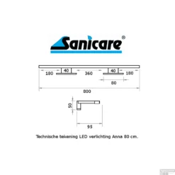 Spiegelverlichting Sanicare LED Anna 5 Watt 80 Cm Chroom -Baden Luxe Verkoop spiegelverlichting sanicare led anna 80 cm mat zwart tech 1