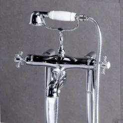 Opbouw Badkraan Sapho Sassari Thermostaat 2-kruisgreep 19.1 Cm Chroom (incl Handdouche) -Baden Luxe Verkoop sr292 opbouw badkraan sapho sassari thermostaat 2 kruisgreep 19.1 cm chroom incl handdouche 2