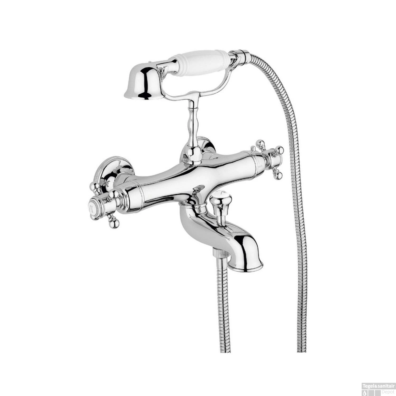 Opbouw Badkraan Sapho Sassari Thermostaat 2-kruisgreep 19.1 Cm Chroom (incl Handdouche)