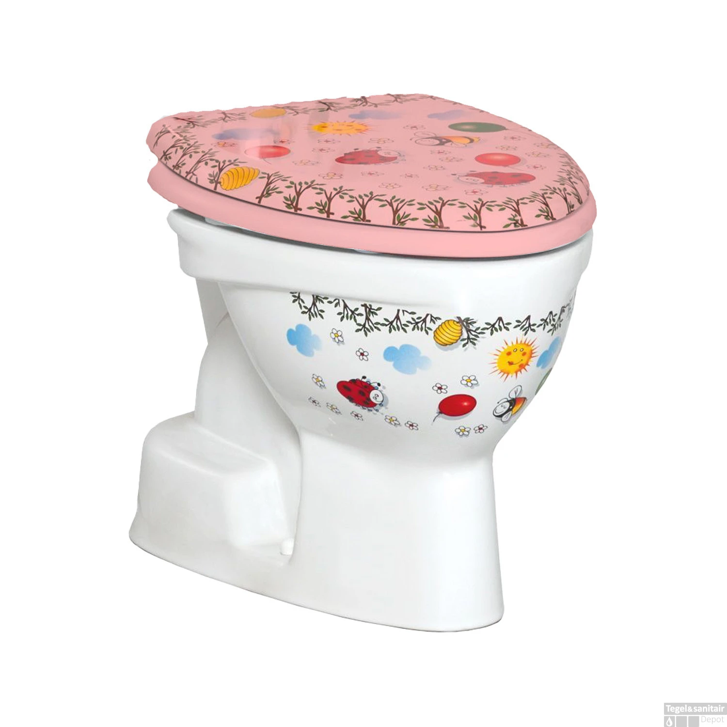 Staand Kindertoilet Boss & Wessing Flower Achter Onder Aansluiting (Exclusief Zitting)