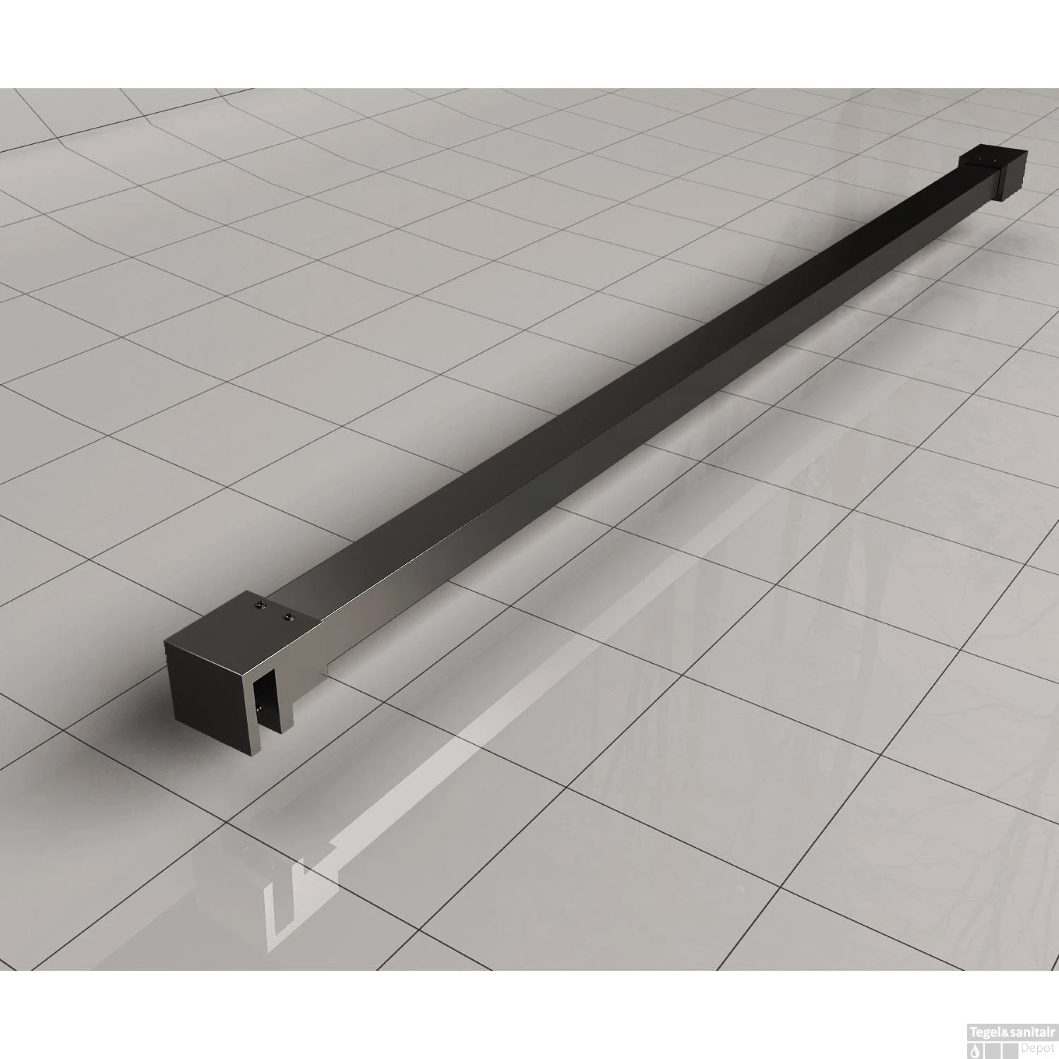 BWS Inloopdouche Pro Line Rookglas Met Middenband 110x200 8mm Nano Coating Mat Zwart Profiel En Stang 2 BWS Inloopdouche Pro Line Rookglas Met Middenband 110x200 8mm Nano Coating Mat Zwart Profiel En Stang - Afbeelding 2
