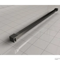 BWS Inloopdouche Pro Line Middenband 90x200 8mm Nano Coating Mat Zwart Profiel En Stang -Baden Luxe Verkoop stabilisatiestang mat zwart 1 3