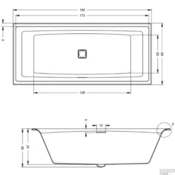 Ligbad Riho Still Square Met LED En Hoofdsteun 170x75 Cm Acryl Wit (Links) -Baden Luxe Verkoop still square 180x80 t1 rechts 1 2
