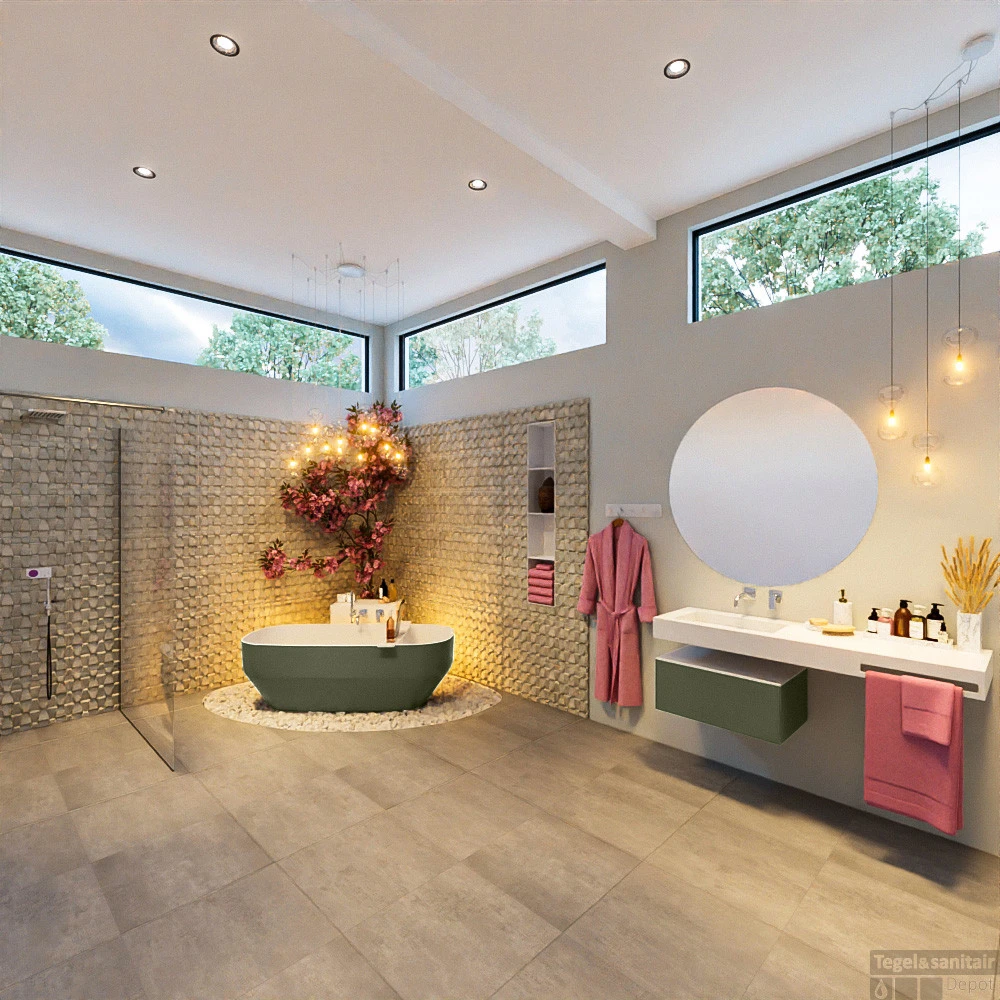 STONE Vrijstaand Bad 170x75cm Kleur Army / Talc 3 STONE Vrijstaand Bad 170x75cm Kleur Army / Talc - Afbeelding 3