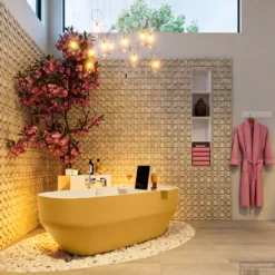 STONE Vrijstaand Bad 170x75cm Kleur Ocher / Talc -Baden Luxe Verkoop stone 4 00014