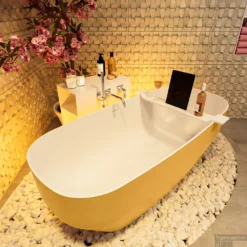 STONE Vrijstaand Bad 170x75cm Kleur Ocher / Talc -Baden Luxe Verkoop stone 5 00014