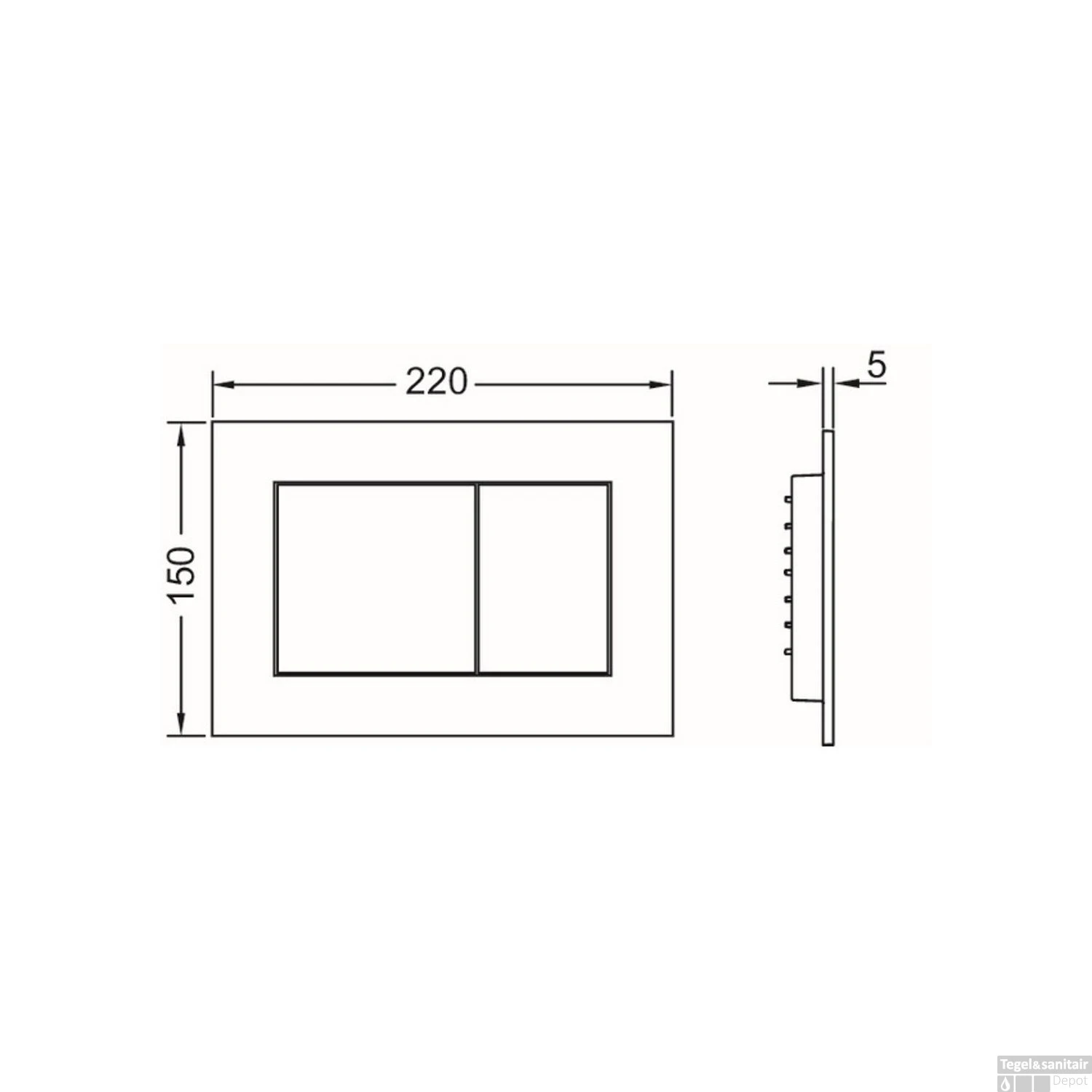 TECE Profile Inbouwreservoir Toiletset Geberit ONE Rimless Diepspoel Turboflush Wit Met Drukplaat - Afbeelding 5