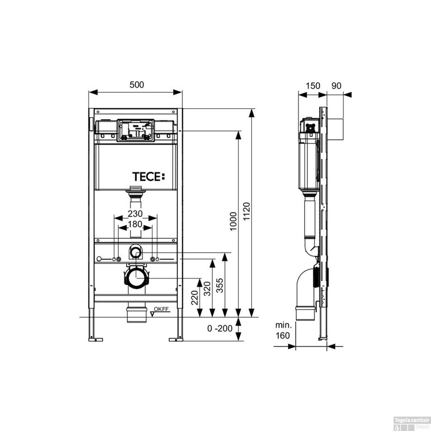 TECE Profile Inbouwreservoir Toiletset Geberit ONE Rimless Diepspoel Turboflush Wit Met Drukplaat - Afbeelding 8