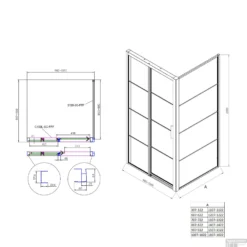 Douchecabine Boss & Wessing Frame Met Schuifdeur En Vaste Wand Links Helder Glas 100x200 Cm Mat Zwart -Baden Luxe Verkoop tech 100l