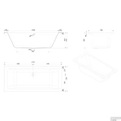 Whirlpool Boss & Wessing Dahlia Silent 1 180x80cm Enkel Systeem -Baden Luxe Verkoop technische tekening dahlia 170x75 tech 1