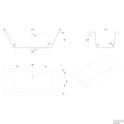 Whirlpool Boss & Wessing Dahlia Silent 2 180x80cm Enkel Systeem -Baden Luxe Verkoop technische tekening dahlia 180x80 tech