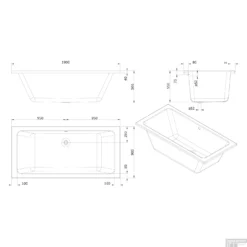 Whirlpool Boss & Wessing Dahlia Silent 3 190x90cm Dubbel Systeem -Baden Luxe Verkoop technische tekening dahlia 190x90 tech 4