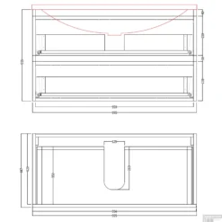 ACTIE BWS Badmeubel | Paris | 100cm | Wastafel Mat Zwart | 1 Of 2 Kraangaten | Compleet | Hoogglans Wit 14 ACTIE BWS Badmeubel | Paris | 100cm | Wastafel Mat Zwart | 1 Of 2 Kraangaten | Compleet | Hoogglans Wit -Baden Luxe Verkoop technische tekening 100 cm 12