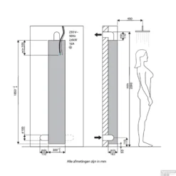 Sunshower Deluxe Mat Zwart UV En Infrarood Inbouwapparaat 32x187x16 Cm Aluminium Mat Zwart 23 Sunshower Deluxe Mat Zwart UV En Infrarood Inbouwapparaat 32x187x16 Cm Aluminium Mat Zwart -Baden Luxe Verkoop technische tekening deluxe white 1