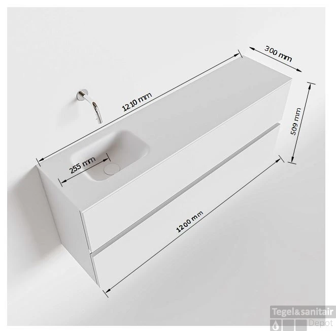 MONDIAZ ADA 120cm Toiletmeubel Dark Brown. LEX Wastafel Talc Links Zonder Kraangat 5 MONDIAZ ADA 120cm Toiletmeubel Dark Brown. LEX Wastafel Talc Links Zonder Kraangat - Afbeelding 5