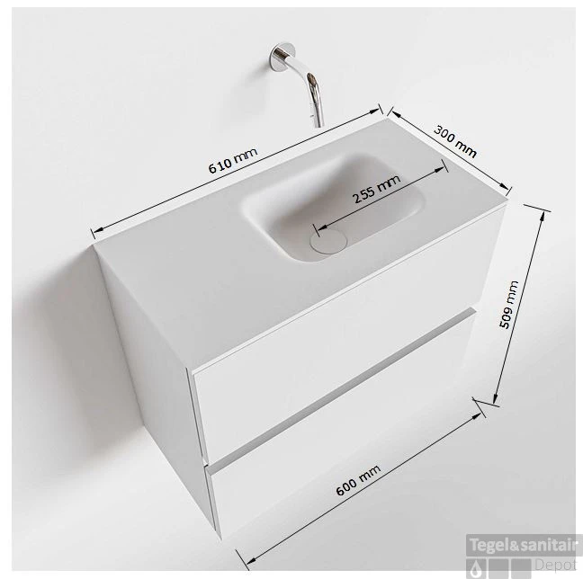 MONDIAZ ADA 60cm Toiletmeubel Cale. LEX Wastafel Urban Rechts Zonder Kraangat 5 MONDIAZ ADA 60cm Toiletmeubel Cale. LEX Wastafel Urban Rechts Zonder Kraangat - Afbeelding 5