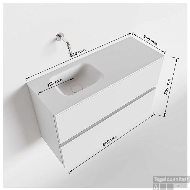 MONDIAZ ADA 80cm Toiletmeubel Dark Brown. LEX Wastafel Talc Links Zonder Kraangat 5 MONDIAZ ADA 80cm Toiletmeubel Dark Brown. LEX Wastafel Talc Links Zonder Kraangat - Afbeelding 5