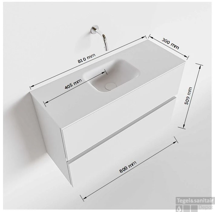 MONDIAZ ADA 80cm Toiletmeubel Army. LEX Wastafel Urban Midden 1 Kraangat 5 MONDIAZ ADA 80cm Toiletmeubel Army. LEX Wastafel Urban Midden 1 Kraangat - Afbeelding 5