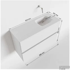 MONDIAZ ADA 80cm Toiletmeubel Cale. LEX Wastafel Urban Rechts 1 Kraangat -Baden Luxe Verkoop tekening ada 80cm rechts 2557512589214