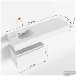 MONDIAZ ANDOR 50cm Toiletmeubel Linen. LEX 100cm Wastafel Urban Links Geen Kraangat -Baden Luxe Verkoop tekening andor 100cm links 50cm onderkast 3182512631585