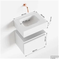 MONDIAZ ANDOR 40cm Toiletmeubel Smoke. LEX 40cm Wastafel Talc Midden Geen Kraangat -Baden Luxe Verkoop tekening andor 40cm midden 3182512628511