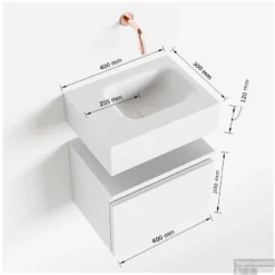 MONDIAZ ANDOR 40cm Toiletmeubel Dark Brown. LEX 40cm Wastafel Talc Rechts 1 Kraangat -Baden Luxe Verkoop tekening andor 40cm rechts 3182512628536