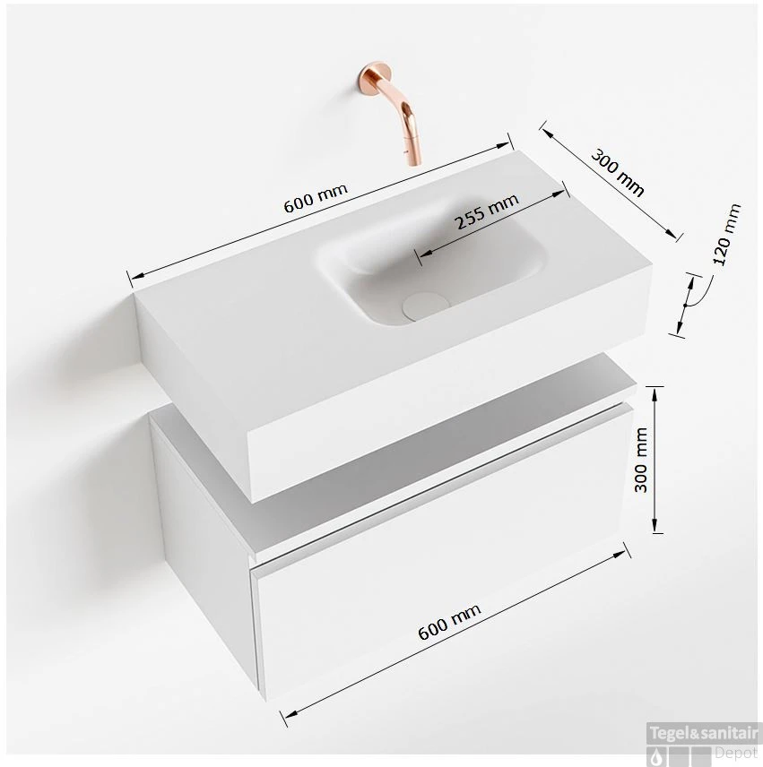 MONDIAZ ANDOR 60cm Toiletmeubel Urban. LEX 60cm Wastafel Talc Rechts Geen Kraangat 5 MONDIAZ ANDOR 60cm Toiletmeubel Urban. LEX 60cm Wastafel Talc Rechts Geen Kraangat - Afbeelding 5