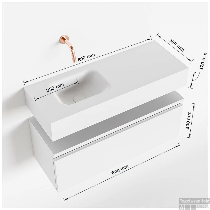 MONDIAZ ANDOR 80cm Toiletmeubel Dark Grey. LEX 80cm Wastafel Talc Links Geen Kraangat 5 MONDIAZ ANDOR 80cm Toiletmeubel Dark Grey. LEX 80cm Wastafel Talc Links Geen Kraangat - Afbeelding 5