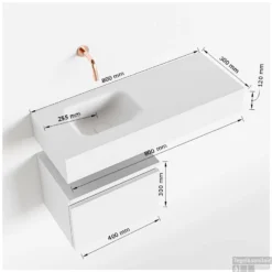 MONDIAZ ANDOR 40cm Toiletmeubel Fire. LEX 80cm Wastafel Talc Links 1 Kraangat -Baden Luxe Verkoop tekening andor 80cm links 40cm onderkast 3182512631343