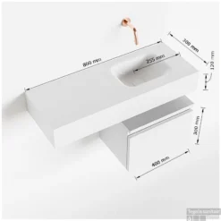 MONDIAZ ANDOR 40cm Toiletmeubel Ocher. LEX 80cm Wastafel Urban Rechts 1 Kraangat -Baden Luxe Verkoop tekening andor 80cm rechts 40cm onderkast 3182512631400 3