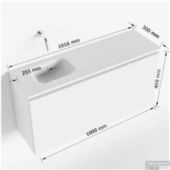 MONDIAZ OLAN 100cm Toiletmeubel Ocher. LEX Wastafel Talc Links Geen Kraangat -Baden Luxe Verkoop tekening olan 100 cm links 3182512619760