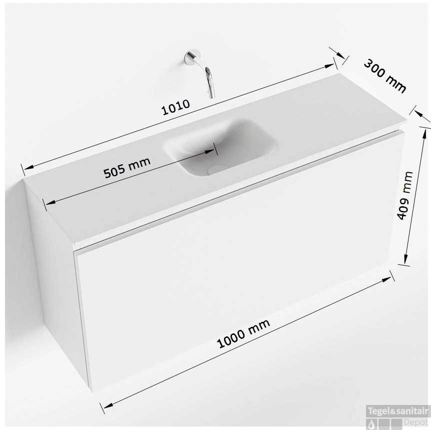 MONDIAZ OLAN 100cm Toiletmeubel Linen. LEX Wastafel Talc Midden Geen Kraangat 5 MONDIAZ OLAN 100cm Toiletmeubel Linen. LEX Wastafel Talc Midden Geen Kraangat - Afbeelding 5