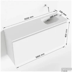 MONDIAZ OLAN 100cm Toiletmeubel Linen. LEX Wastafel Talc Rechts Geen Kraangat -Baden Luxe Verkoop tekening olan 100 cm rechts 3182512619629