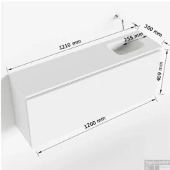MONDIAZ OLAN 120cm Toiletmeubel Cale. LEX Wastafel Talc Rechts 1 Kraangat -Baden Luxe Verkoop tekening olan 120 cm rechts 3182512619841