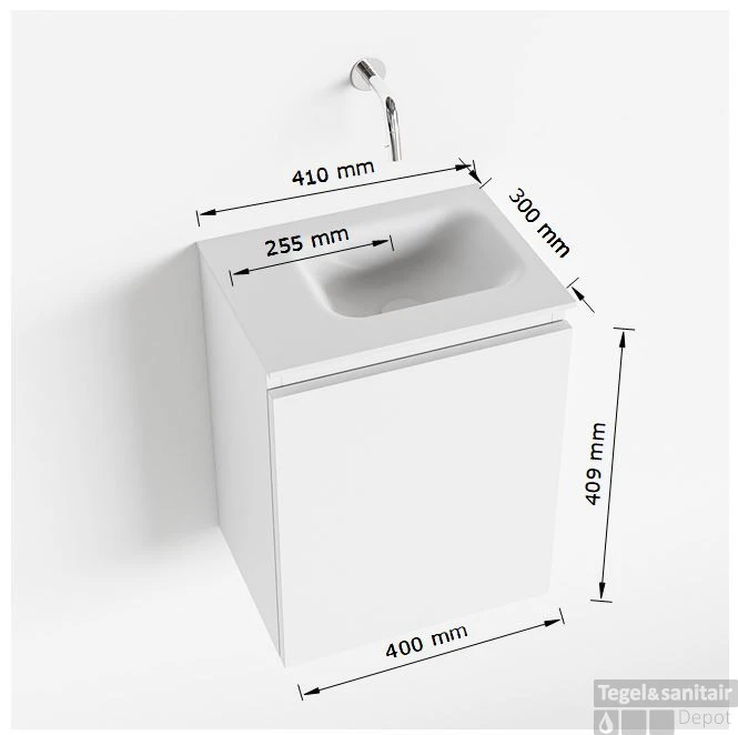 MONDIAZ OLAN 40cm Toiletmeubel Cale. LEX Wastafel Urban Rechts 1 Kraangat 5 MONDIAZ OLAN 40cm Toiletmeubel Cale. LEX Wastafel Urban Rechts 1 Kraangat - Afbeelding 5