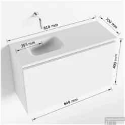 MONDIAZ OLAN 80cm Toiletmeubel Cale. LEX Wastafel Urban Links Geen Kraangat 9 MONDIAZ OLAN 80cm Toiletmeubel Cale. LEX Wastafel Urban Links Geen Kraangat -Baden Luxe Verkoop tekening olan 80 cm links 3182512619518 4