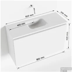 MONDIAZ OLAN 80cm Toiletmeubel Fire. LEX Wastafel Talc Midden Geen Kraangat -Baden Luxe Verkoop tekening olan 80 cm midden 3182512619565