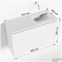 MONDIAZ OLAN 80cm Toiletmeubel Linen. LEX Wastafel Talc Rechts 1 Kraangat 9 MONDIAZ OLAN 80cm Toiletmeubel Linen. LEX Wastafel Talc Rechts 1 Kraangat -Baden Luxe Verkoop tekening olan 80 cm rechts 3182512619582