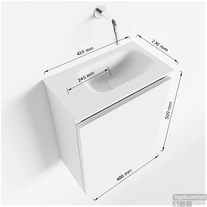 MONDIAZ TURE 40cm Toiletmeubel Ocher. EDEN Wastafel Talc Rechts Geen Kraangat 5 MONDIAZ TURE 40cm Toiletmeubel Ocher. EDEN Wastafel Talc Rechts Geen Kraangat - Afbeelding 5