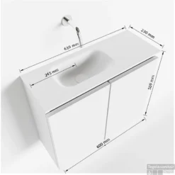 MONDIAZ TURE 60cm Toiletmeubel Light Brown Grey. EDEN Wastafel Talc Links 1 Kraangat -Baden Luxe Verkoop tekening ture 60 cm links 3182512613590 2