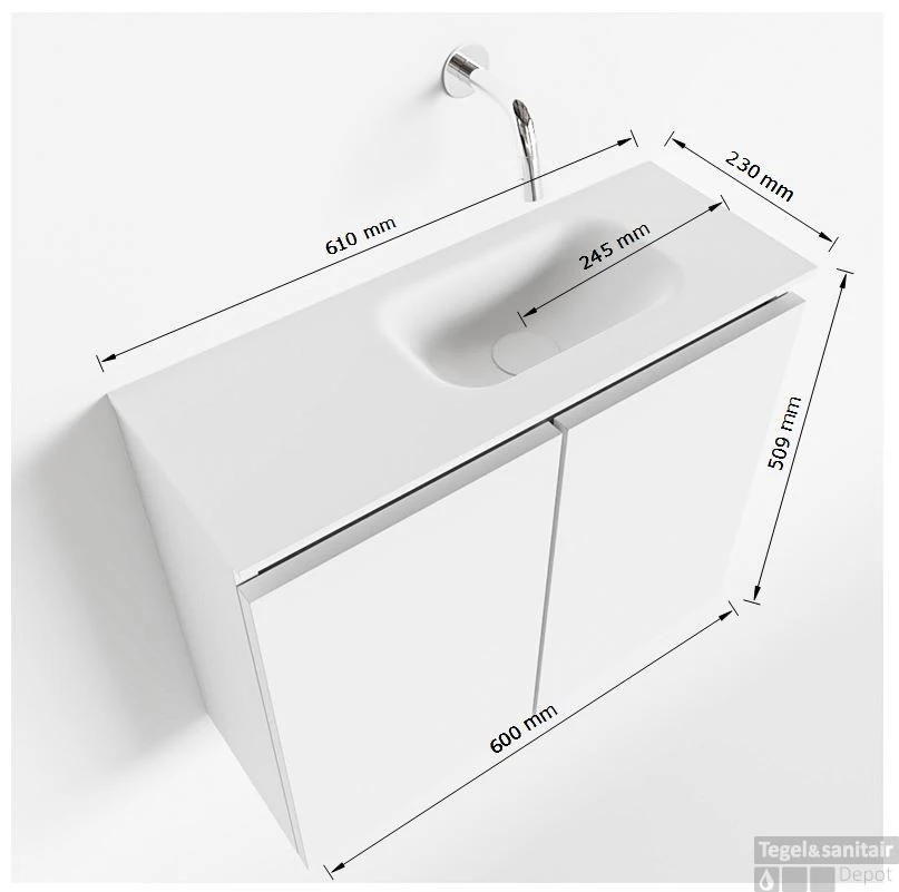 MONDIAZ TURE 60cm Toiletmeubel Army. EDEN Wastafel Urban Rechts 1 Kraangat 5 MONDIAZ TURE 60cm Toiletmeubel Army. EDEN Wastafel Urban Rechts 1 Kraangat - Afbeelding 5
