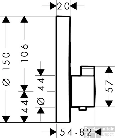 Thermostaat Afbouwdeel ShowerSelect HansGrohe Voor 2 Functies Rond Geborsteld Zwart Chroom - Afbeelding 3