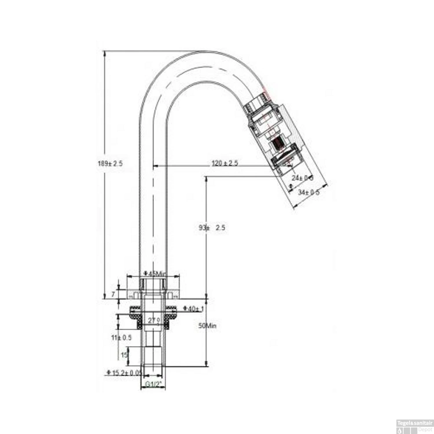 Toiletkraan Boss & Wessing Exclusive Opbouw 1/2' Mat Zwart 2 Toiletkraan Boss & Wessing Exclusive Opbouw 1/2' Mat Zwart - Afbeelding 2